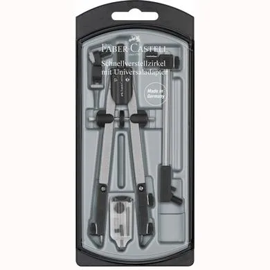 Faber Castell Compás De Ajuste Rápido Adaptador Universal Alargadera Y Accesorios