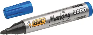 Bic Marcador Permanente Marking 2000 Punta Redonda Azul Caja 12 Unidades