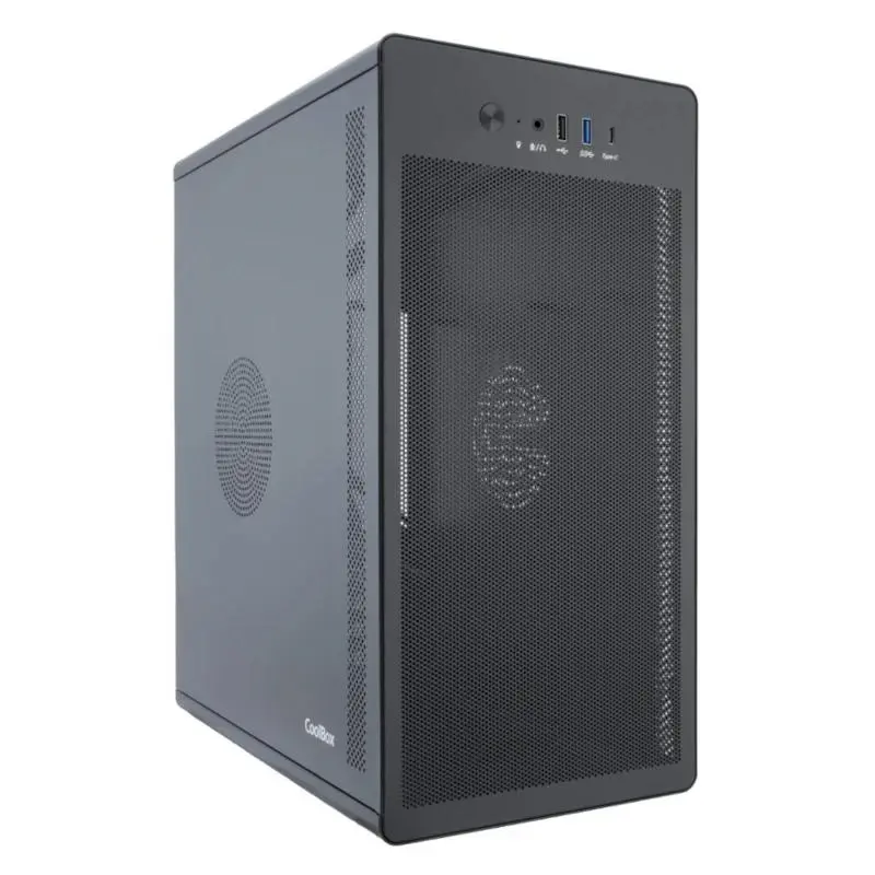 Coolbox Caja Micro ATX M100 Con Rejilla Frontal, Disipador Max 160mm, GPU Max 300mm, Negro
