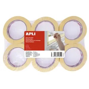 Apli Cinta Pintor 60gr Rollo 25mm x 45m Removible Amarillo - 6 Unidades
