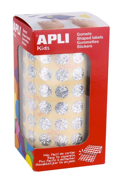 Apli Gomets Redondos Holográficos Ø 10.5mm Adhesivo Permanente 5192 Piezas