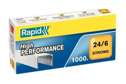 Rapid Strong Caja De 1000 Grapas 24/6 - Hasta 30 Hojas - Alambre Reforzado Galvanizado - Patilla De 6Mm