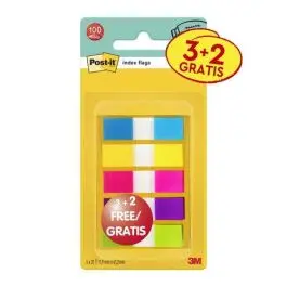 Post-it Index Pack de 5 Dispensadores con 20 Marcadores Reposicionables 11.9x43.2mm Colores Surtidos