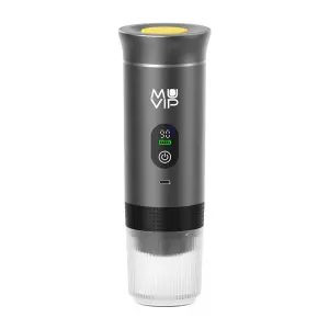 Muvip Xpresscup Cafetera Portatil - Compatible con Cafe Molido y Capsulas DG y NS - Presion de 20 Bares - Modo Caliente y Frio - Color Gris