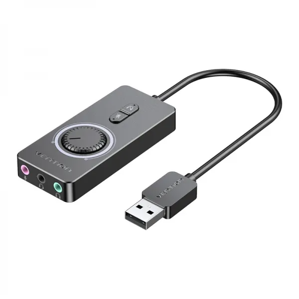 Vention Tarjeta De Sonido Usb A A 3X Jack 3.5 Hembra - Color Negro