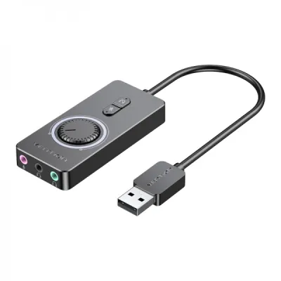 Vention Tarjeta de Sonido USB A a 3x Jack 3.5 Hembra - Negro