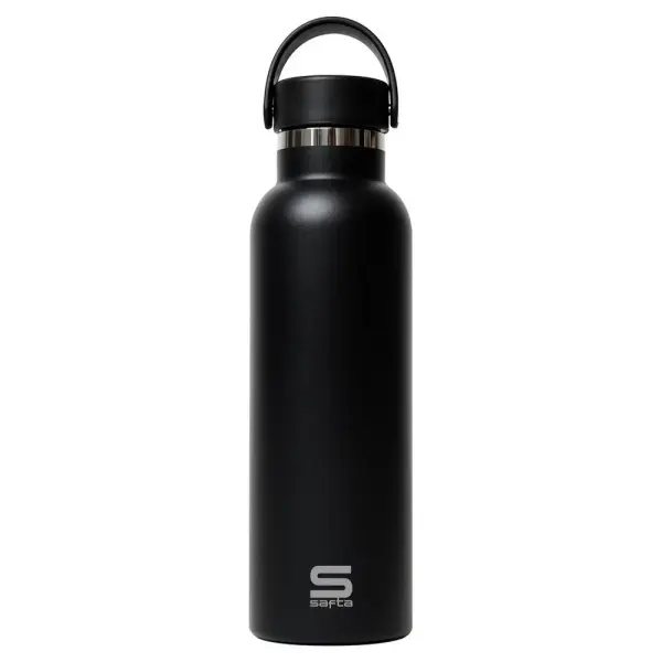Safta Botella Termo 600ml Acero Inoxidable Asa Superior Base Silicona Antideslizante Negro