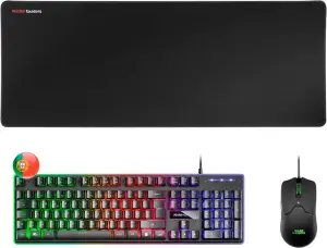 Mars Gaming Pack Premium Teclado hibrido H-MECH - Raton Ultra ligero 10K - Alfombrilla XXL - Tecnologia H-MECH - Iluminacion FRGB Rainbow - Raton Ultra-ligero 69g - Sensor Optico de 10000 DPI - Switches Mecanicos KAILH - Color Negro
