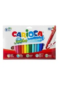 Carioca Jumbo Pack de 18 Rotuladores Superlavables Punta 6mm Colores Surtidos