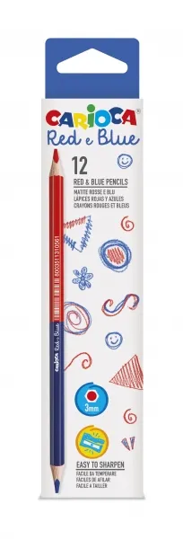 Carioca Pack de 12 Lápices Hexagonales Lacados - Mina de Ø 3.5mm - Azul/Rojo