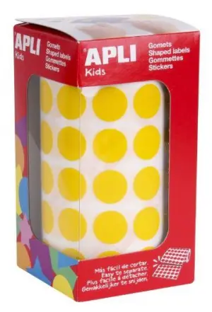 Apli Gomets Redondos 10,5mm Amarillo - 5192 Unidades en Rollo