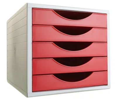 Archivo 2000 Módulo Archivotec 5 Cajones Formato DIN A4 Rojo 340x270x260 mm