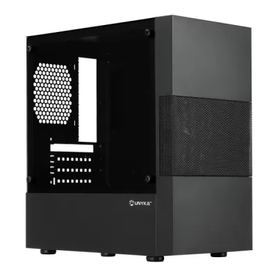 Unykach Aero C25 MicroATX Case con Fuente de Alimentación 500W, Soporte USB-A 3.0 y Audio