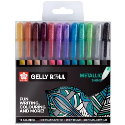 Talens Sakura Bolígrafos Colección Exclusiva Gelly Roll Metallic Estuche De 12 C/Surtidos