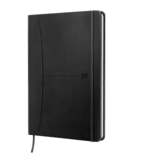 Oxford Cuaderno Cosido Signature 80H A5 Liso Cierre Goma Tapa Extradura Negro