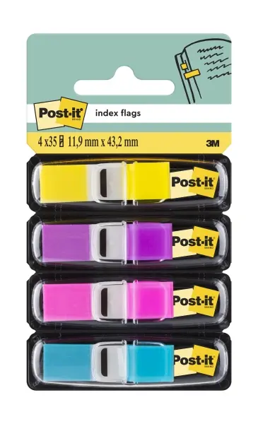 Post-it Index Pack de 4 Dispensadores con 35 Marcadores Reposicionables Colores Surtidos