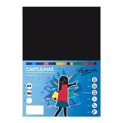 Fabrisa Pack de 50 Cartulinas A4 180 g/m² Color Negro