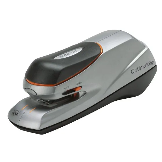 Rapid Grapadora Eléctrica de Sobremesa Optima GripE + 1000 Grapas - Hasta 20 Hojas - Gris/Negro