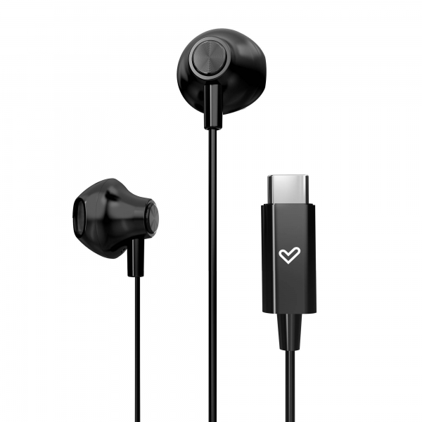 Energy Sistem Easypods Auriculares De Boton - Sonido Hd - Conexion Tipo C - Microfono Integrado - Control De Reproduccion - Cable 120 Cm - Packaging Reciclado - Color Negro