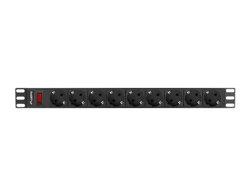 Lanberg PDU-09F-0300-BK Unidad De Distribución De Energía 9 Salidas AC 1U Negra