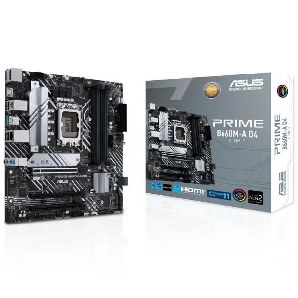 Asus Prime B660M-A D4-Csm Placa Base Intel 1700 4X Ddr4 - Hdmi, M.2, Pcie4.0, 4X Sata Iii, Usb 3.2, Atx