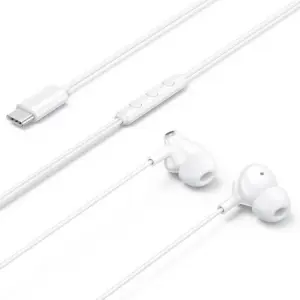 Vention Echo Lite Auriculares Intraurales USB-C 1.2m con Micrófono Integrado y Altavoz de 12mm - Blanco