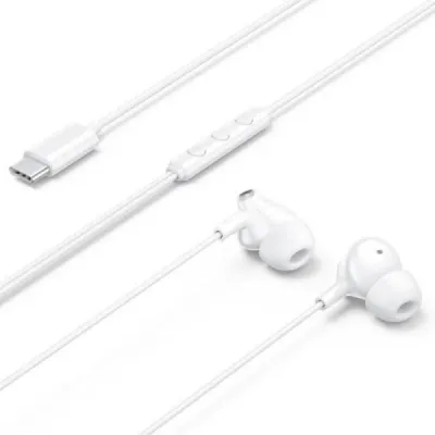 Vention Echo Lite Auriculares Intraurales USB-C 1.2m con Micrófono Integrado y Altavoz de 12mm - Blanco