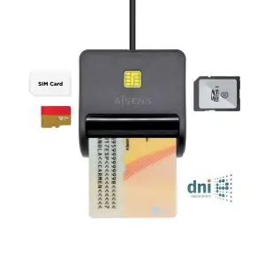 Aisens Lector De Tarjetas Inteligente DNI Con Lector De Tarjetas SIM, SD, MMC, MicroSD, RS-MMC