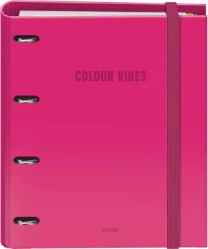 Dohe Carpeta 4 Anillas Mixtas 35mm A4 Rosa con 100 Hojas Cuadricula y 4 Separadores