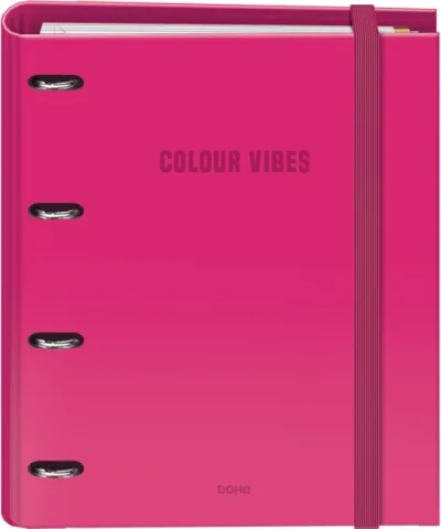 Dohe Carpeta 4 Anillas Mixtas 35mm A4 Rosa con 100 Hojas Cuadricula y 4 Separadores