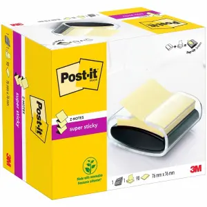Post-it Super Sticky Dispensador Pro con 90 Z-Notas Adhesivas 76x76mm Color Negro