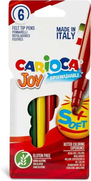 Carioca Pack de 6 Rotuladores de Punta Fina 2.6mm Superlavables Colores Surtidos