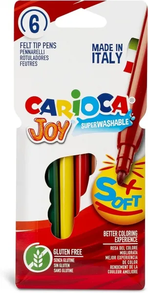Carioca Pack de 6 Rotuladores de Punta Fina 2.6mm Superlavables Colores Surtidos