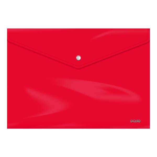 Dohe Sobre Portadocumentos Folio - Cierre De Broche - Polipropileno Cristal Opaco 200 Micras - Color Rojo