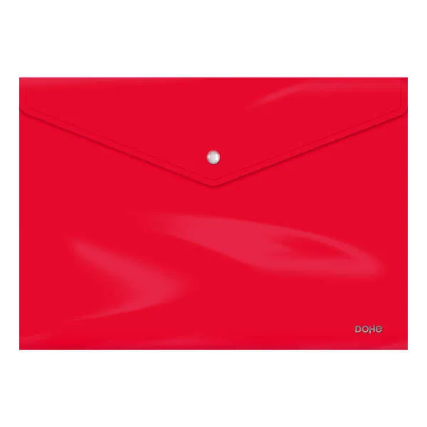 Dohe Sobre Portadocumentos Folio - Cierre De Broche - Polipropileno Cristal Opaco 200 Micras - Color Rojo