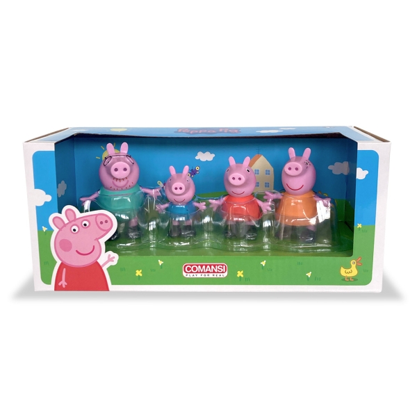 Comansi Set Peppa Pig Family 4 Figuras - Diseño Infantil - Regalo Niños - Peppa Pig, George, Mommy Pig Y Daddy Pig