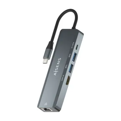 Aisens Dock USB-C 5 en 1 con HDMI, RJ45, 2xUSB y Power Delivery - 15cm - Gris