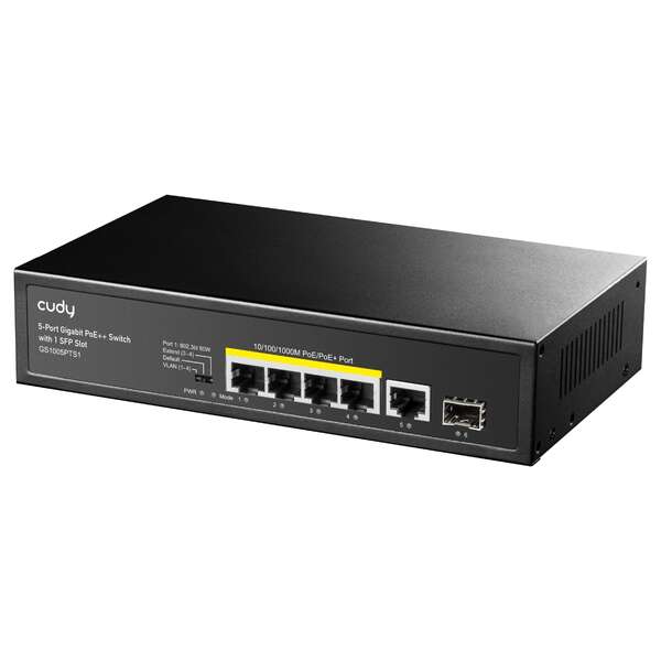 Cudy Gs1005Pts1 Switch Gigabit Poe+ De 5 Puertos Con 1 Puertos Sfp