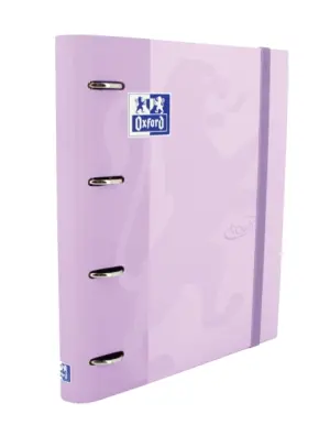 Oxford Carpeta Anillas 4x35mm Touch European Binder con Recambio 100H A4+ 5x5 Malva Pastel
