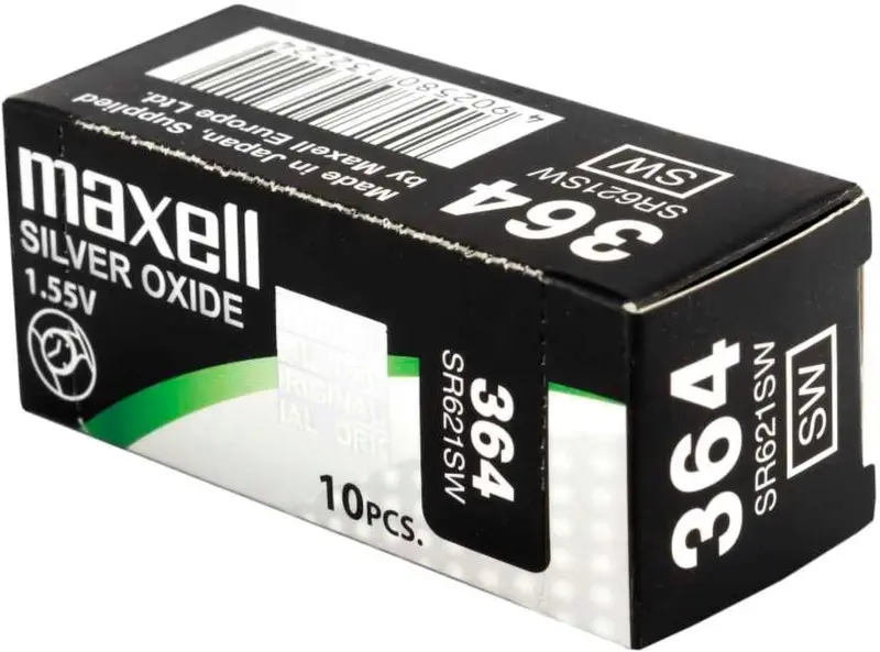Maxell Micro Pilas Planas Óxido De Plata 1,55V SR621SW 364 - Caja 10 Unidades