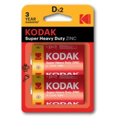 PILAS LR20 D KODAK EXTRA HEAVY DUTY ZINC PACK 2 UNIDADES 6000 mAh 1.5V (ecotasas incluidas)