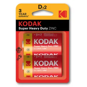 KODAK Pilas LR20 D Extra Heavy Duty Zinc 6000 mAh 1.5V - 2 Unidades