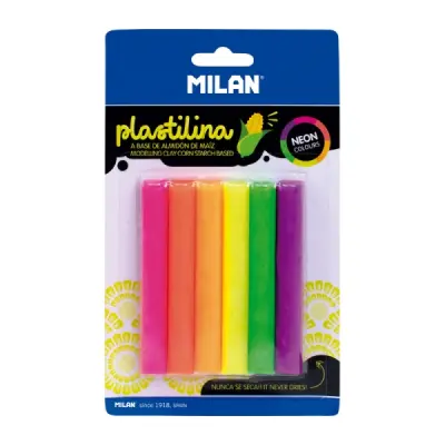 Milan Pack de 6 Barritas de Plastilina Vegetal - 70g - Colores Surtidos y Mezclables