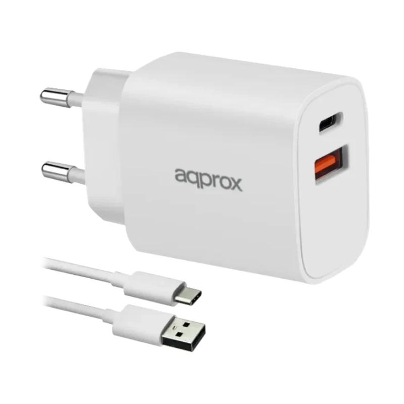 Approx Cargador 20W Qc 1 X Usb A+ 1 X Usb C+Cable