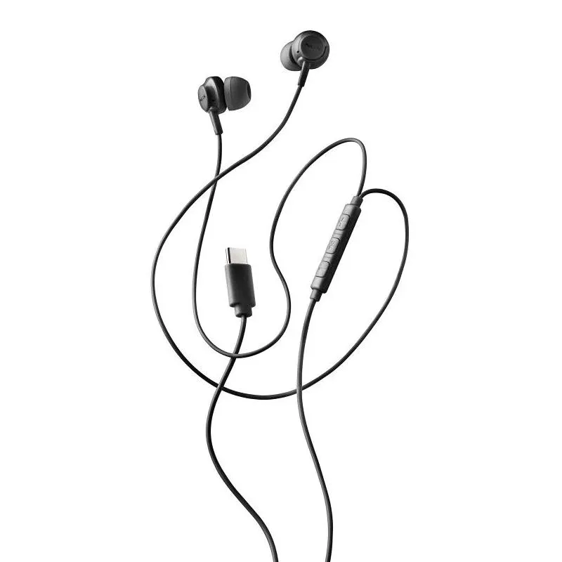 NGS Cross Step Auriculares Intraurales USB-C con Micrófono y Botón Multifunción - Negro