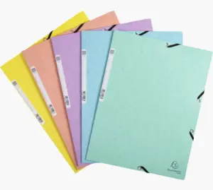 Exacompta Carpeta Aquarel Cartón Lustroso 400g Tres Solapas Gomas A4 Mate Surtidos Pastel - 5 Unidades