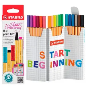 Stabilo Point 88 Pack de 18 Rotuladores Punta de Fibra 0.4mm Tinta a Base de Agua