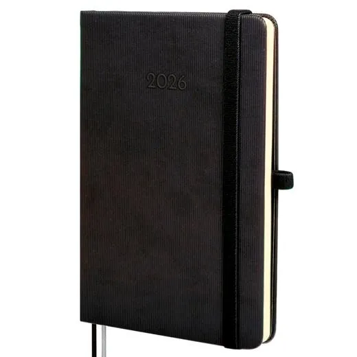 Finocam Agenda Mínimal Textura M4 118x168mm Tapa Dura Negra 2026