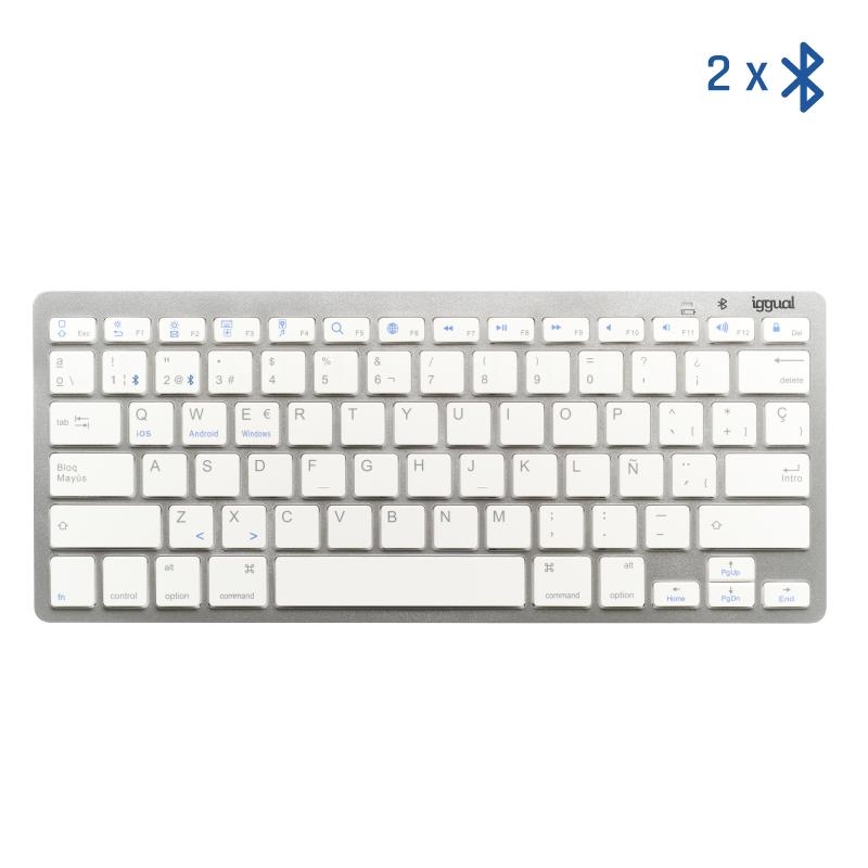 Iggual Teclado Bluetooth Slim Tkl-Bt Plata 2 Canal