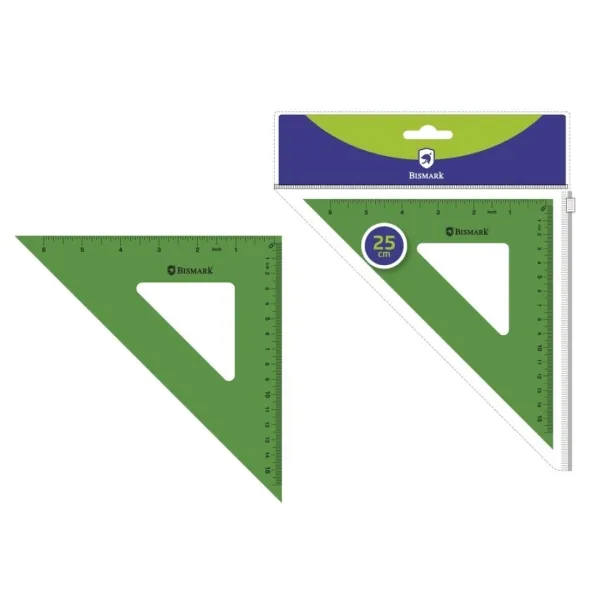 Bismark Escuadra Acrilica 25Cm - Alta Calidad - Funda Con Cierre - Color Verde
